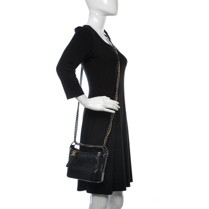 Chanel Aged Calfskin Quilted Small Gabrielle Hobo Black 2 of 8
