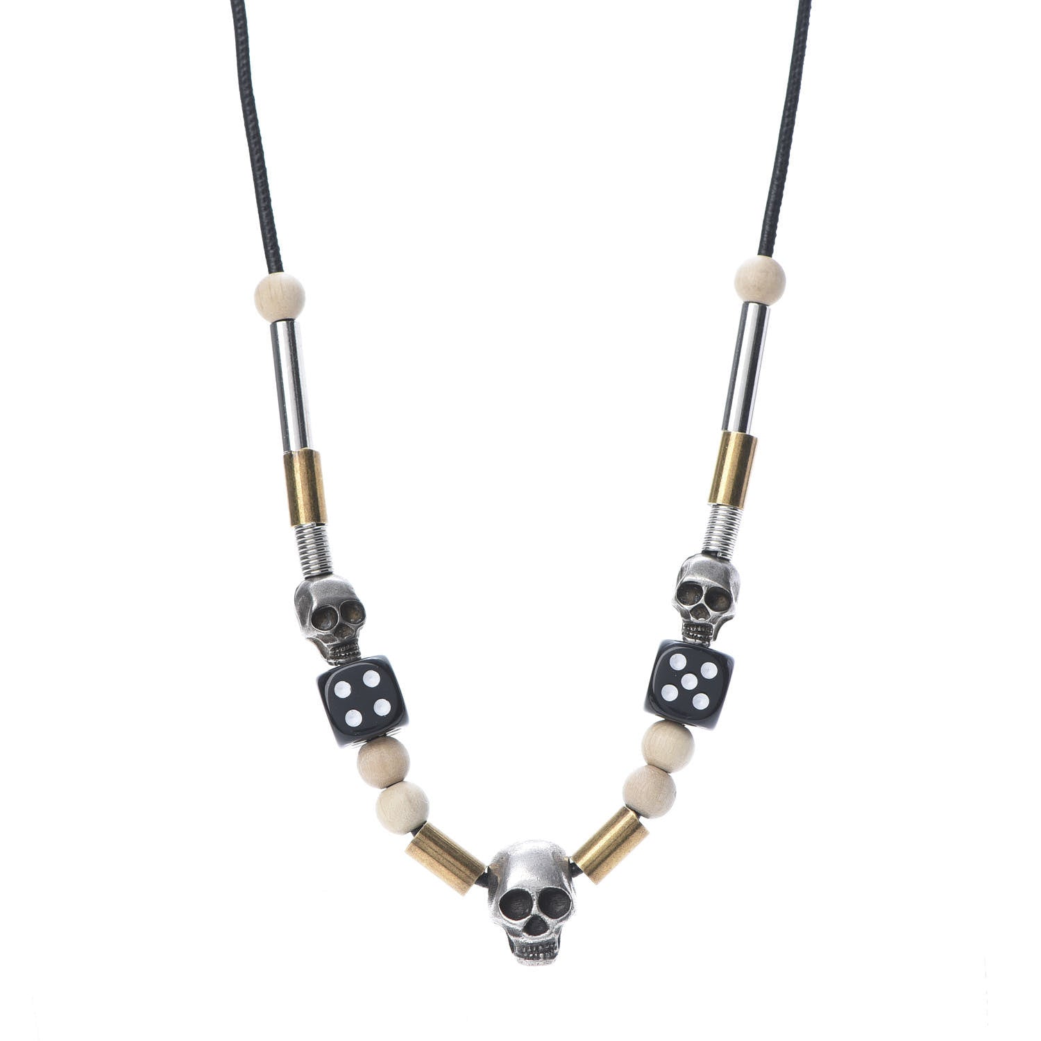 Christian Dior Calfskin Skull Dice Necklace Black 1 of 4