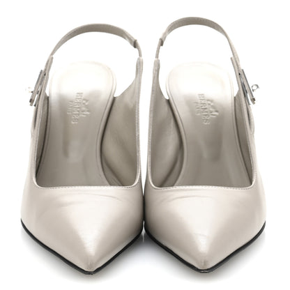 Hermes Nappa Lover 80 Slingback Pumps 36 Beige Galet 3 of 10