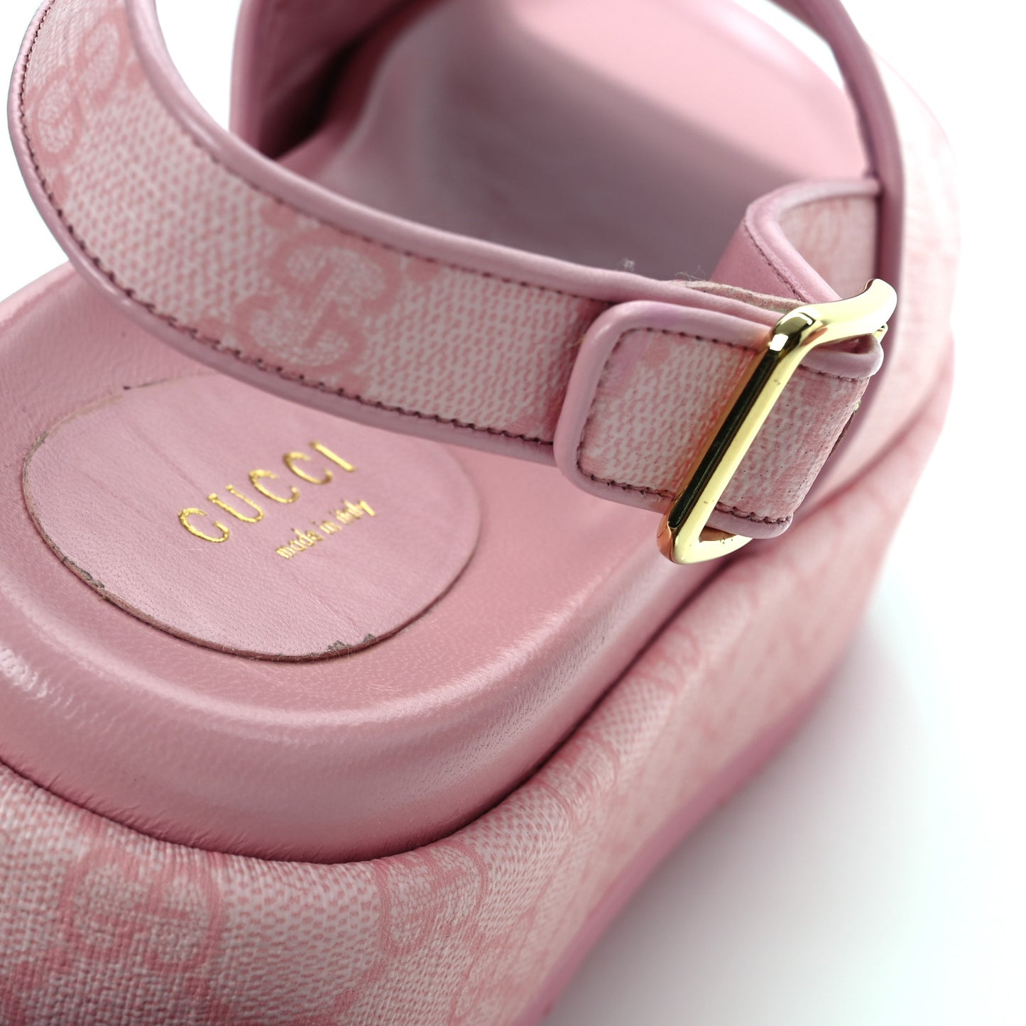 GG Supreme Monogram Granada Kid Angelina Platform 35mm Slingback Sandals 39 Cotton Candy Dark Cotton Candy Wild Rose