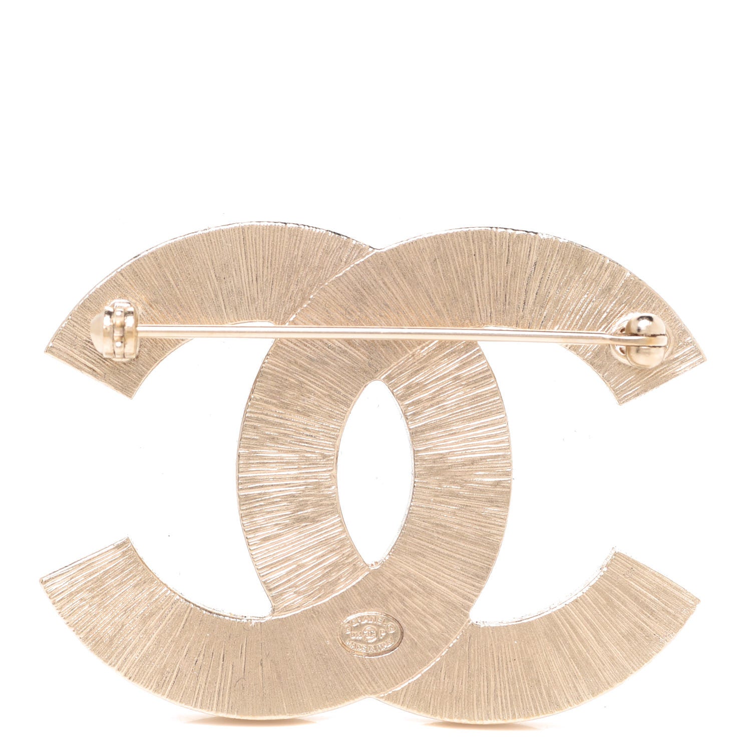 Chanel Metal Quilted CC Brooch Silver Gold 3 of 5