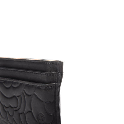 Chanel Lambskin Camellia Embossed Card Holder Black 9 of 12