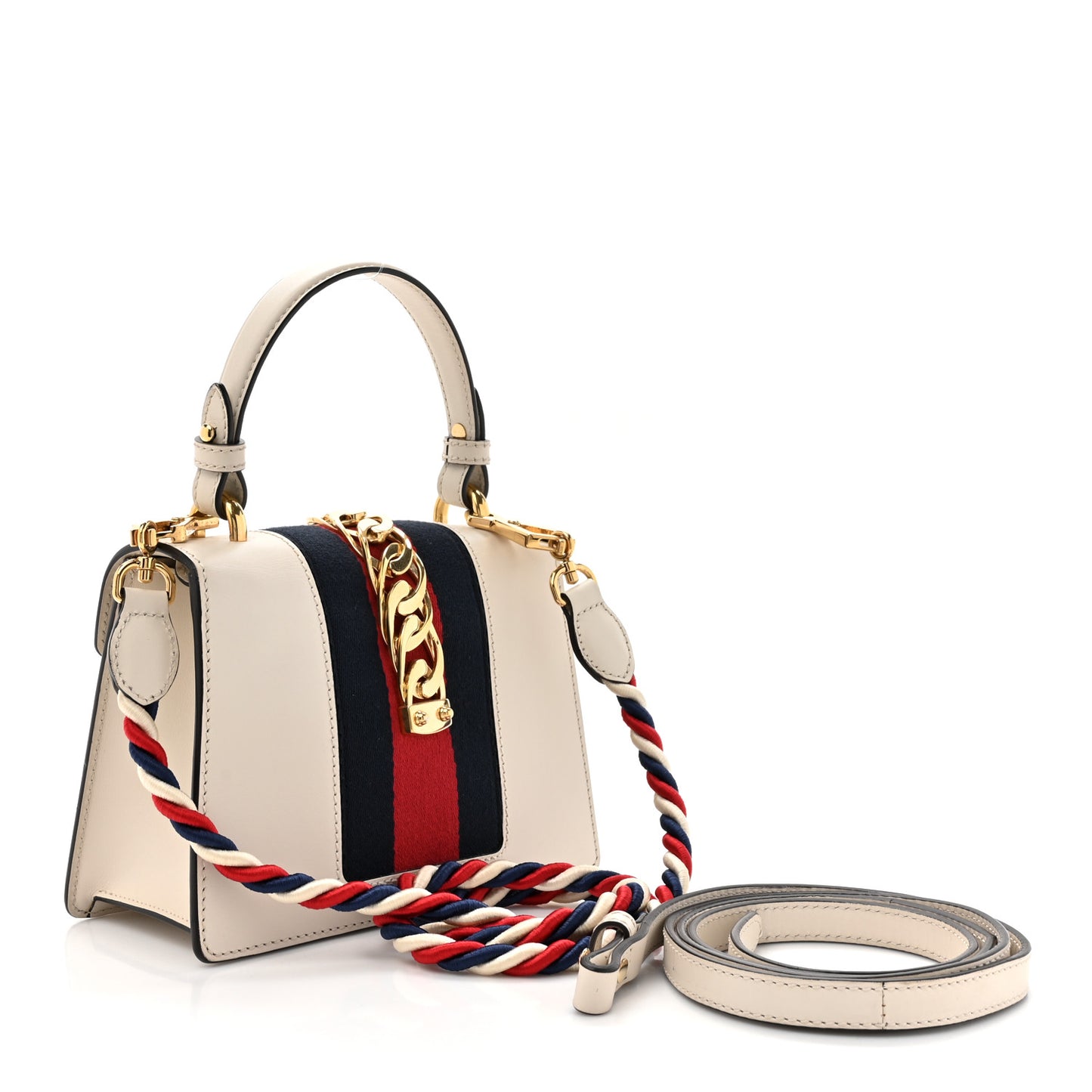 Calfskin Mini Sylvie Top Handle Bag White