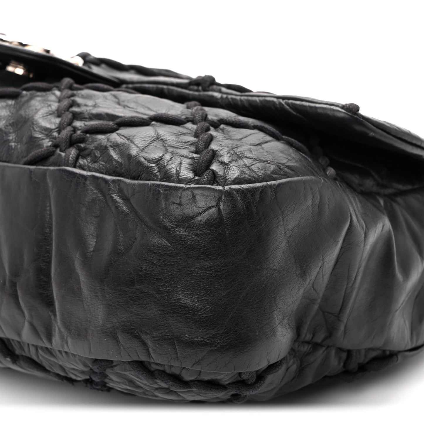 Calfskin Ultra Stitch Oversize Flap Black