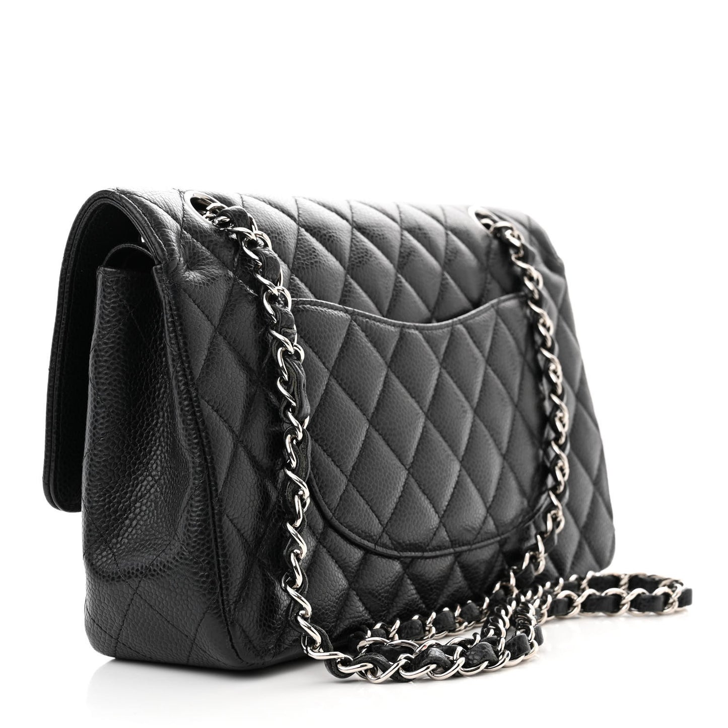 Caviar Quilted Medium Double Flap Black