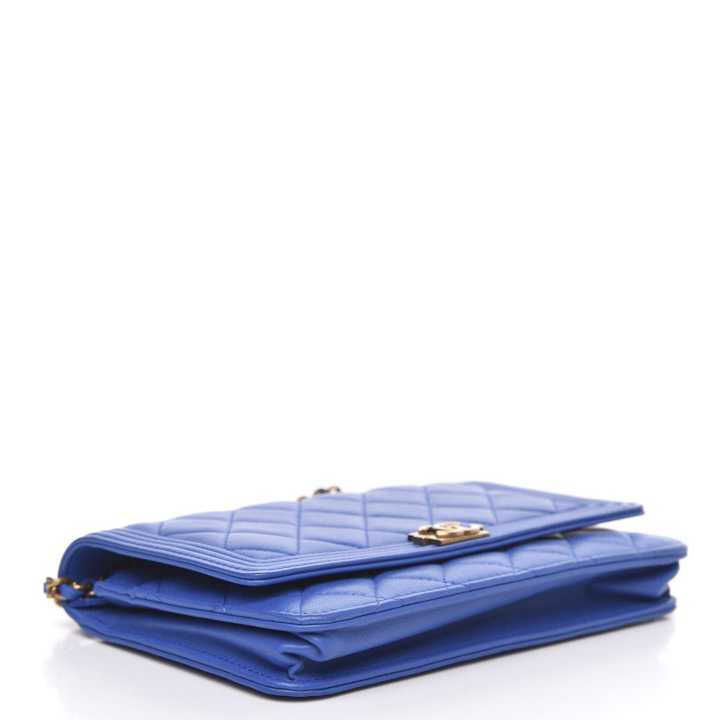 Lambskin Quilted Boy Wallet On Chain WOC Blue