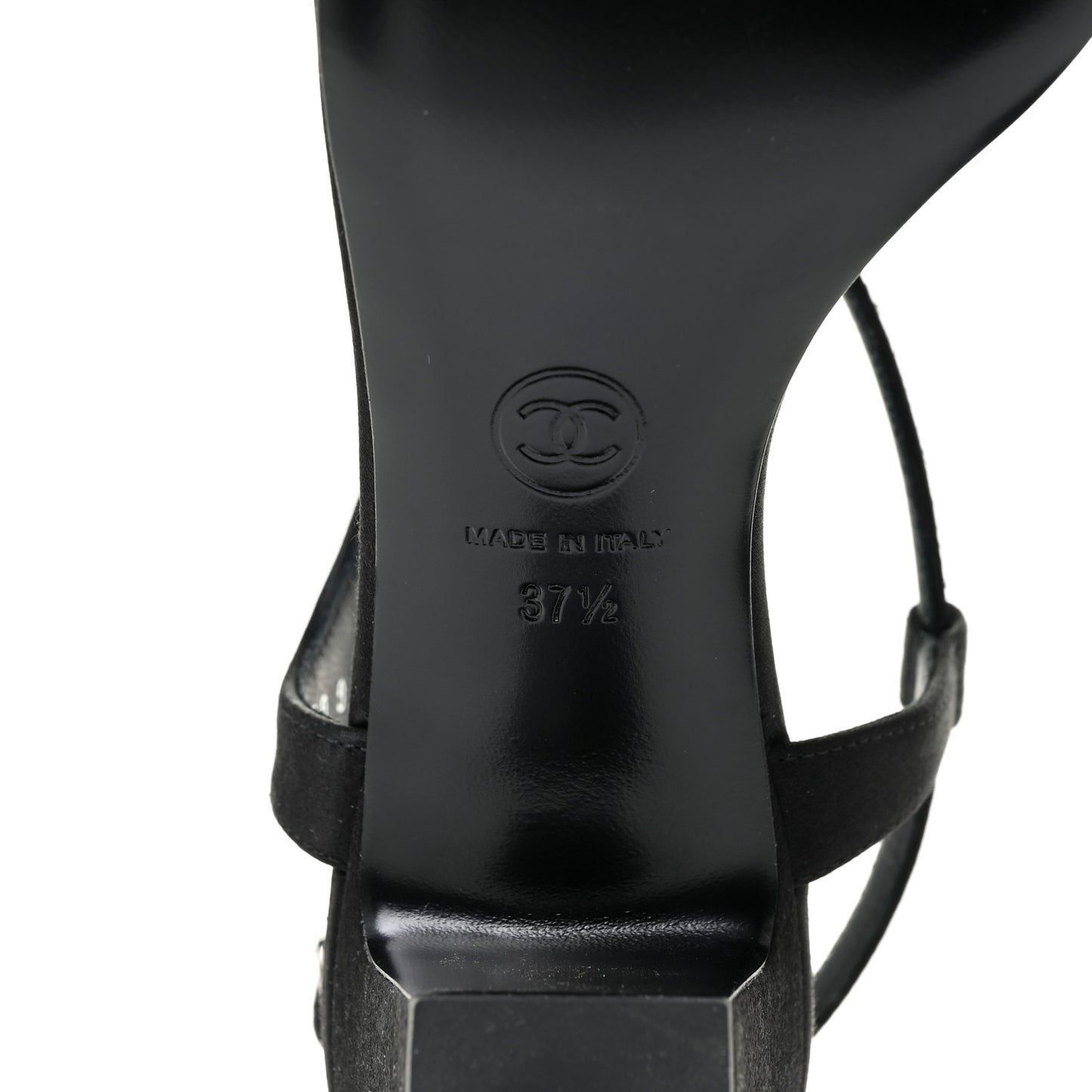 Satin Crystal CC Star Sandals 37.5 Black