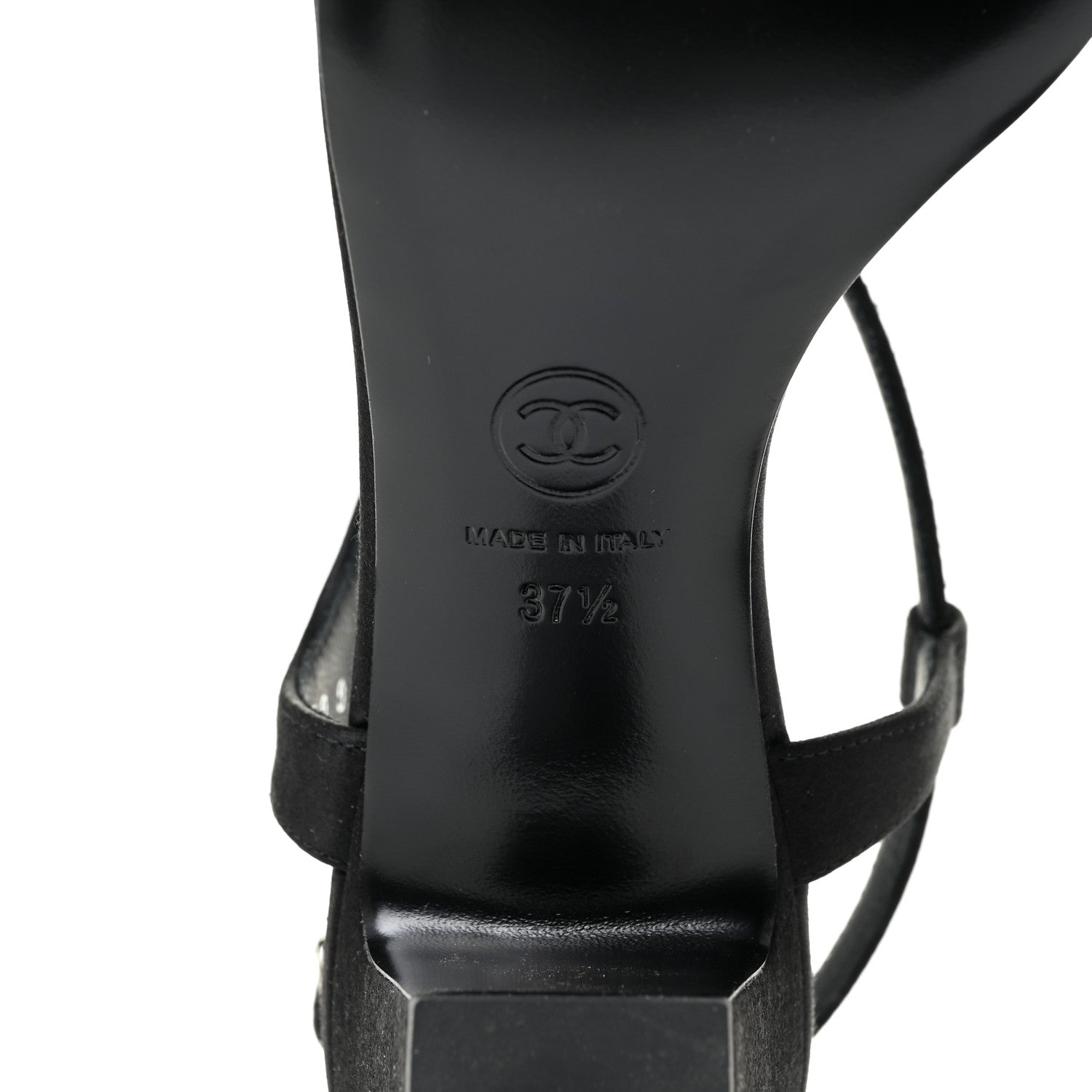 Chanel Satin Crystal CC Star Sandals 37.5 Black 7 of 9