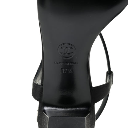 Chanel Satin Crystal CC Star Sandals 37.5 Black 7 of 9