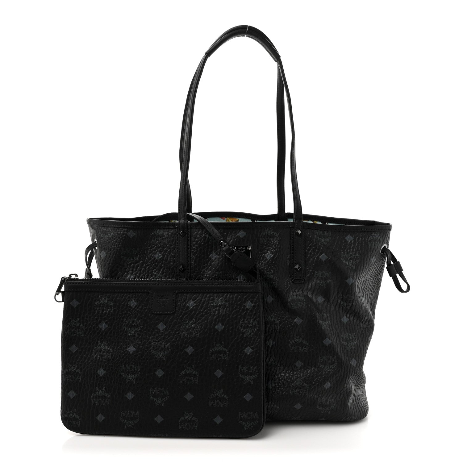 MCM Visetos Medium Project Reversible Shopper Tote Black 4 of 20