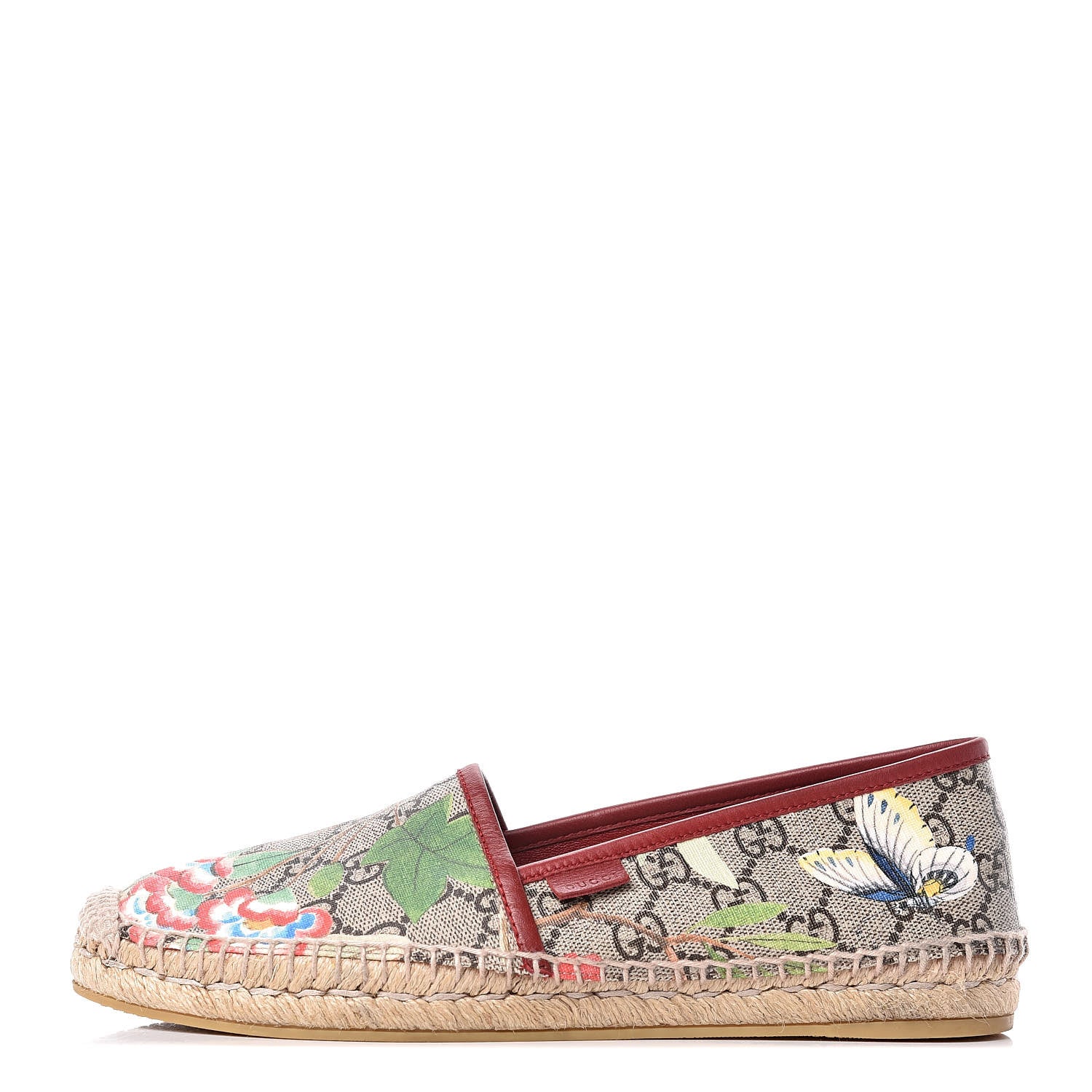 Gucci GG Supreme Monogram Tian Womens Espadrilles 38.5 Beige Multicolor Red 1 of 13