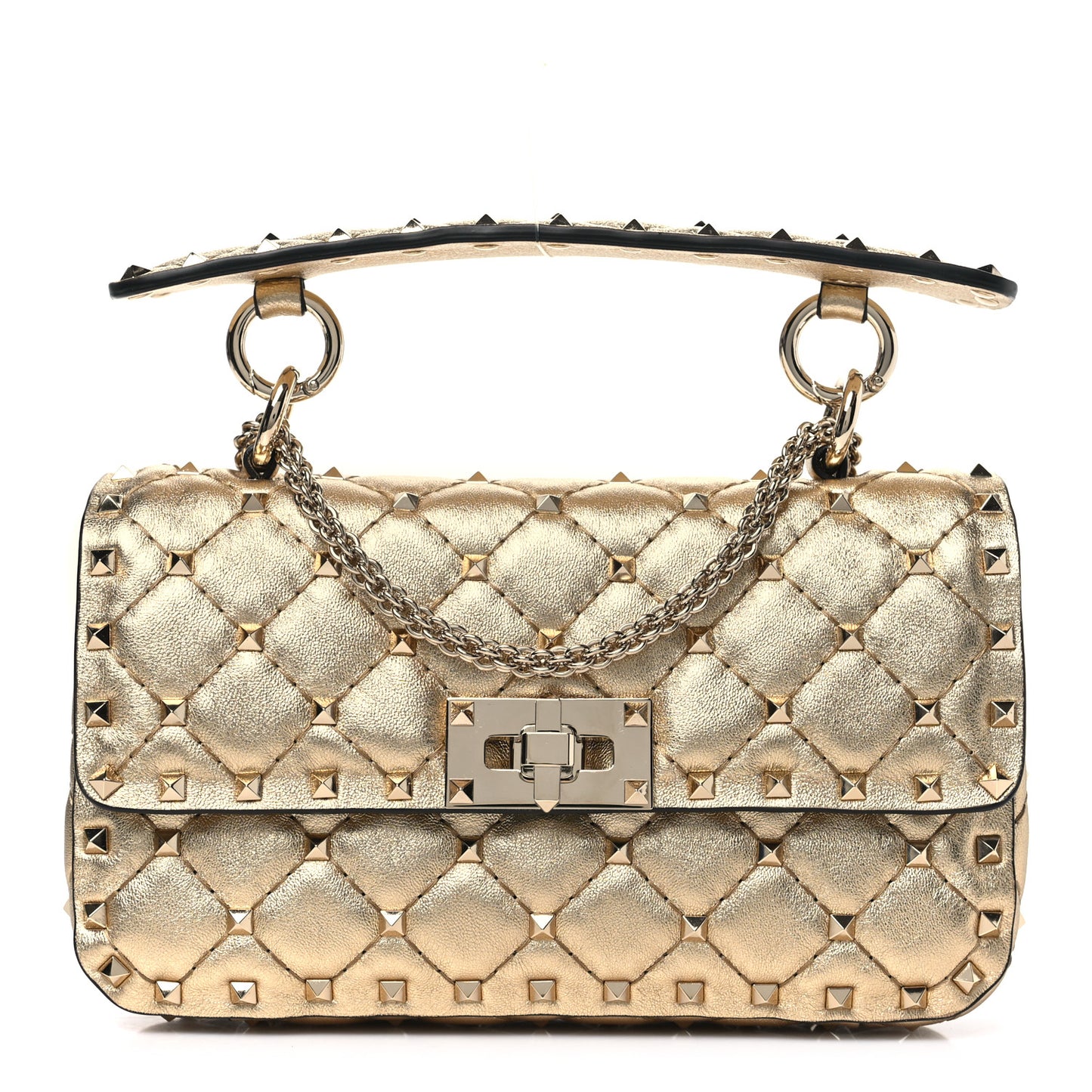 Metallic Nappa Small Rockstud Spike Shoulder Bag Mekong