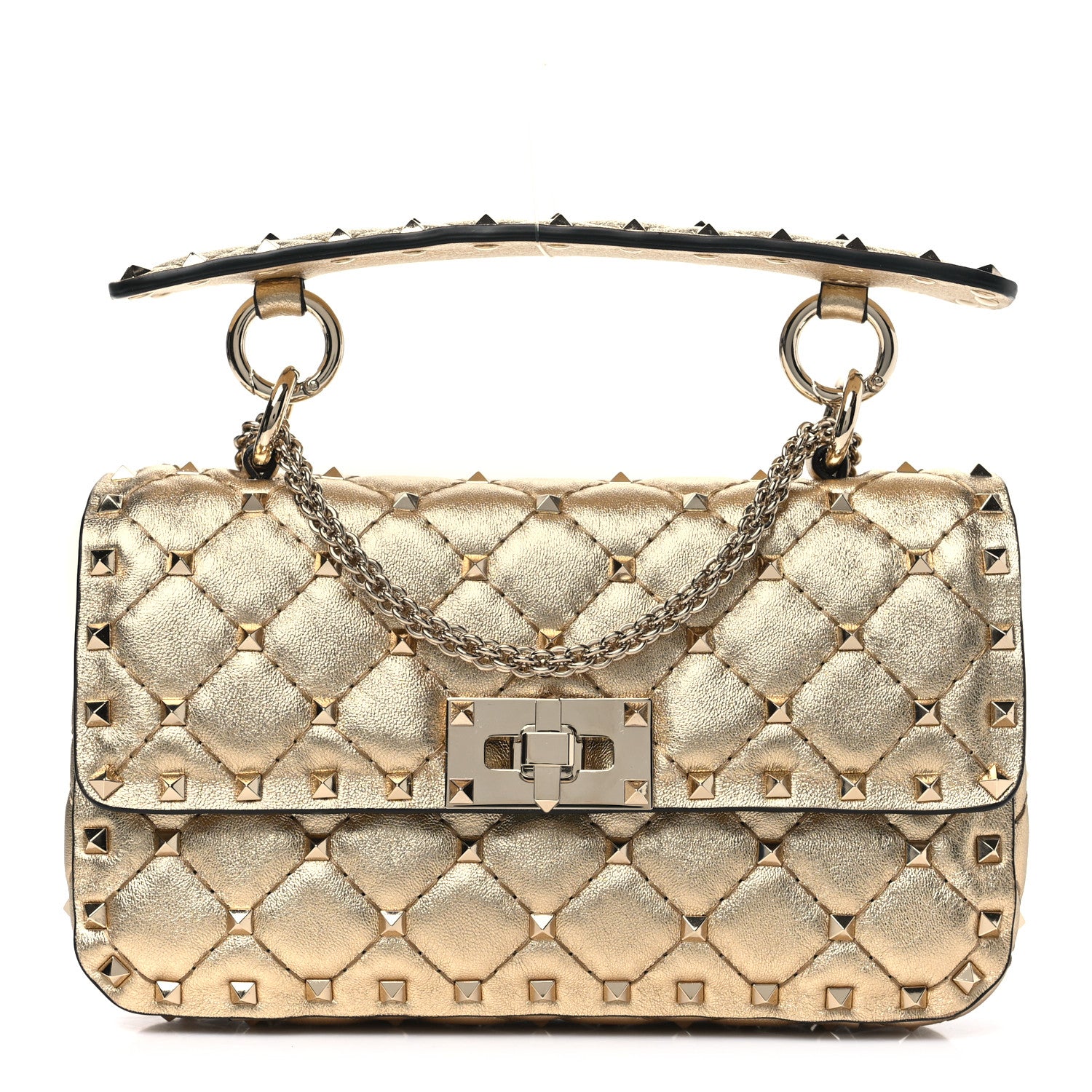 Valentino Garavani Metallic Nappa Small Rockstud Spike Shoulder Bag Mekong 1 of 10