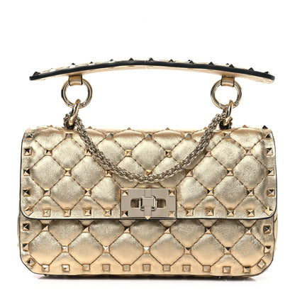 Valentino Garavani Metallic Nappa Small Rockstud Spike Shoulder Bag Mekong 1 of 10