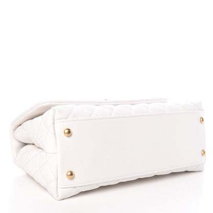 Chanel Caviar Lizard Quilted Small Coco Handle Flap White Beige 4 of 10