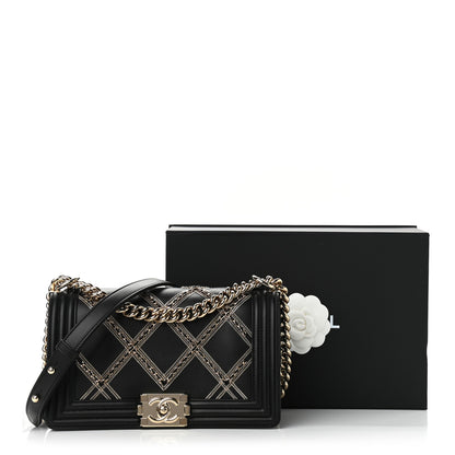 Chanel Calfskin Quilted Medium Chain Boy Flap Black 11 of 11