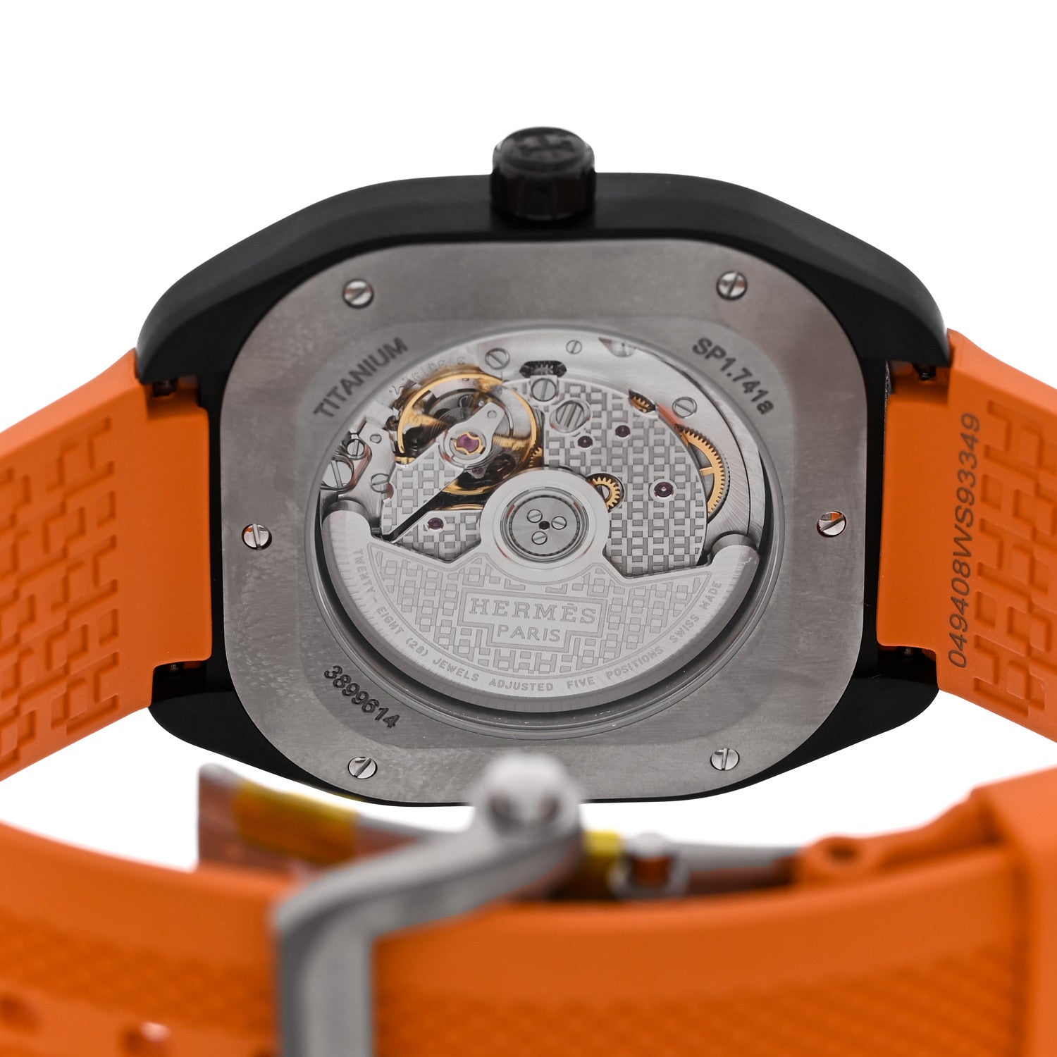 Hermes DLC Coated Titanium Rubber 39mm H08 Automatic Watch Orange 4 of 5