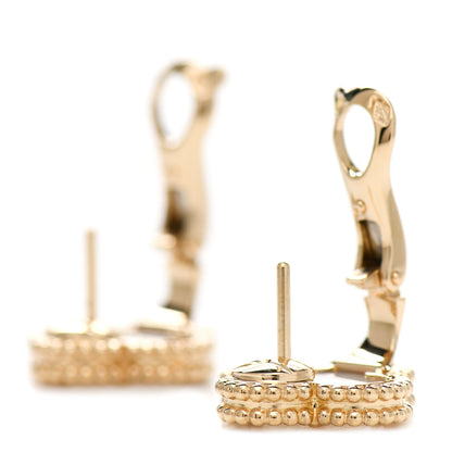 Van Cleef & Arpels 18K Yellow Gold Mother of Pearl Vintage Alhambra Earrings 3 of 6