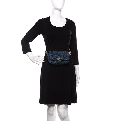 Chanel Denim Quilted 19 Belt Bag Blue 1 of 10