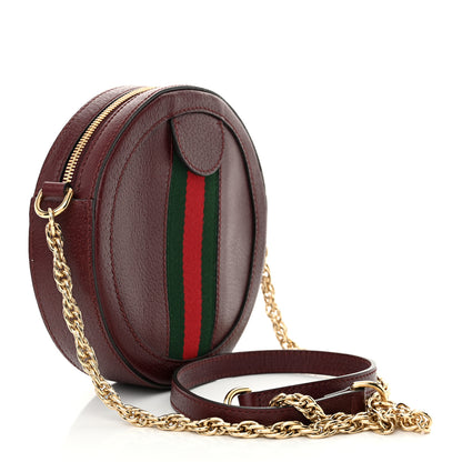 Gucci Soft Textured Calfskin Web Mini Ophidia Round Shoulder Bag Vintage Bordeaux 3 of 10