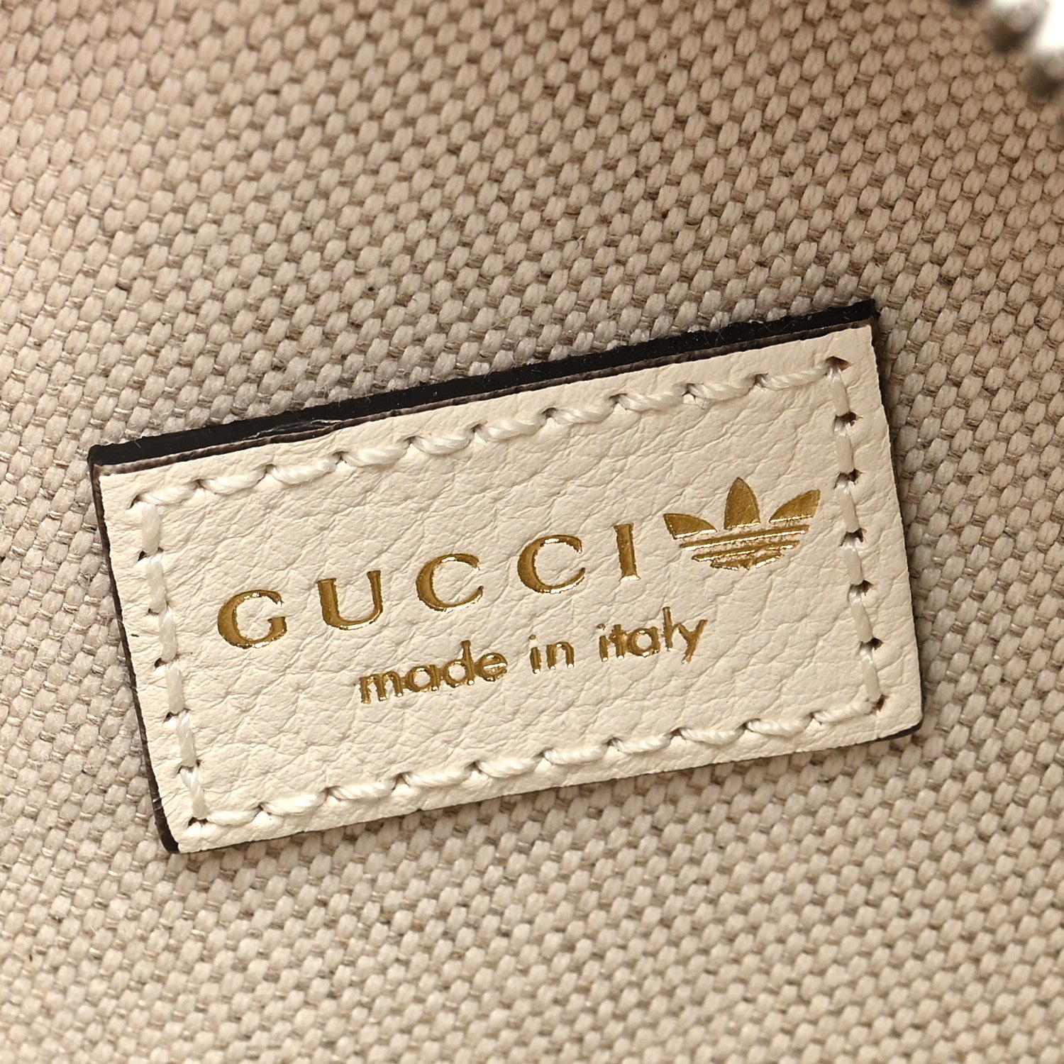 Gucci X ADIDAS Textured Dollar Calfskin Web Trefoil Logo Small Ophidia Round Shoulder Bag Off White Black 5 of 8