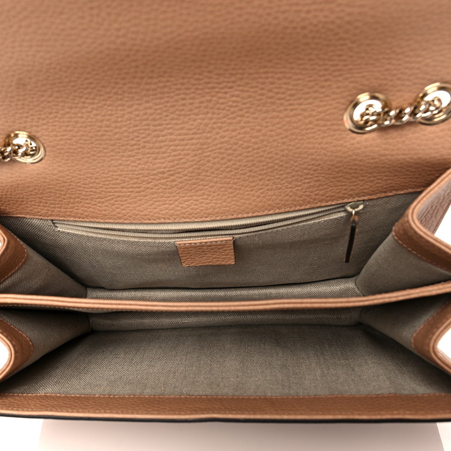 Dollar Calfskin Interlocking G Shoulder Bag Camelia