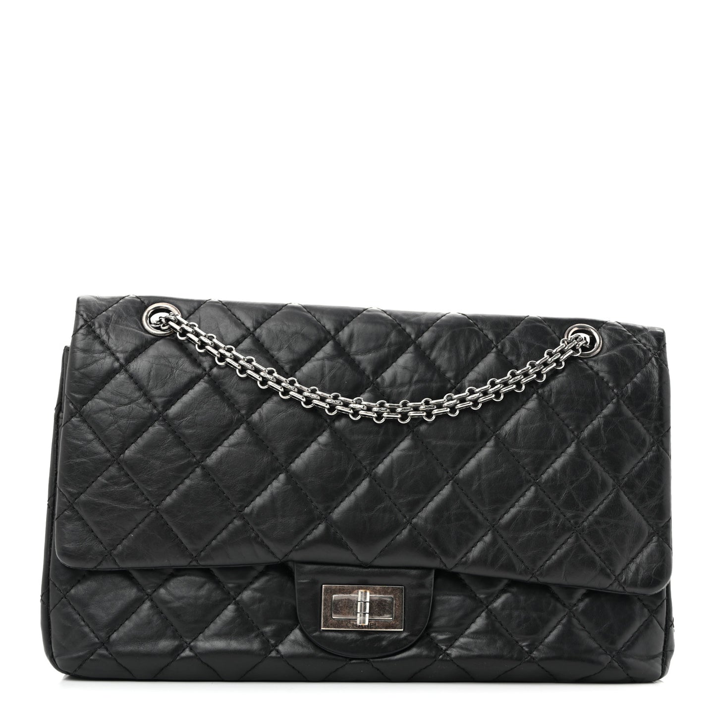 Aged Calfskin Quilted 2.55 Reissue 227 Flap Black