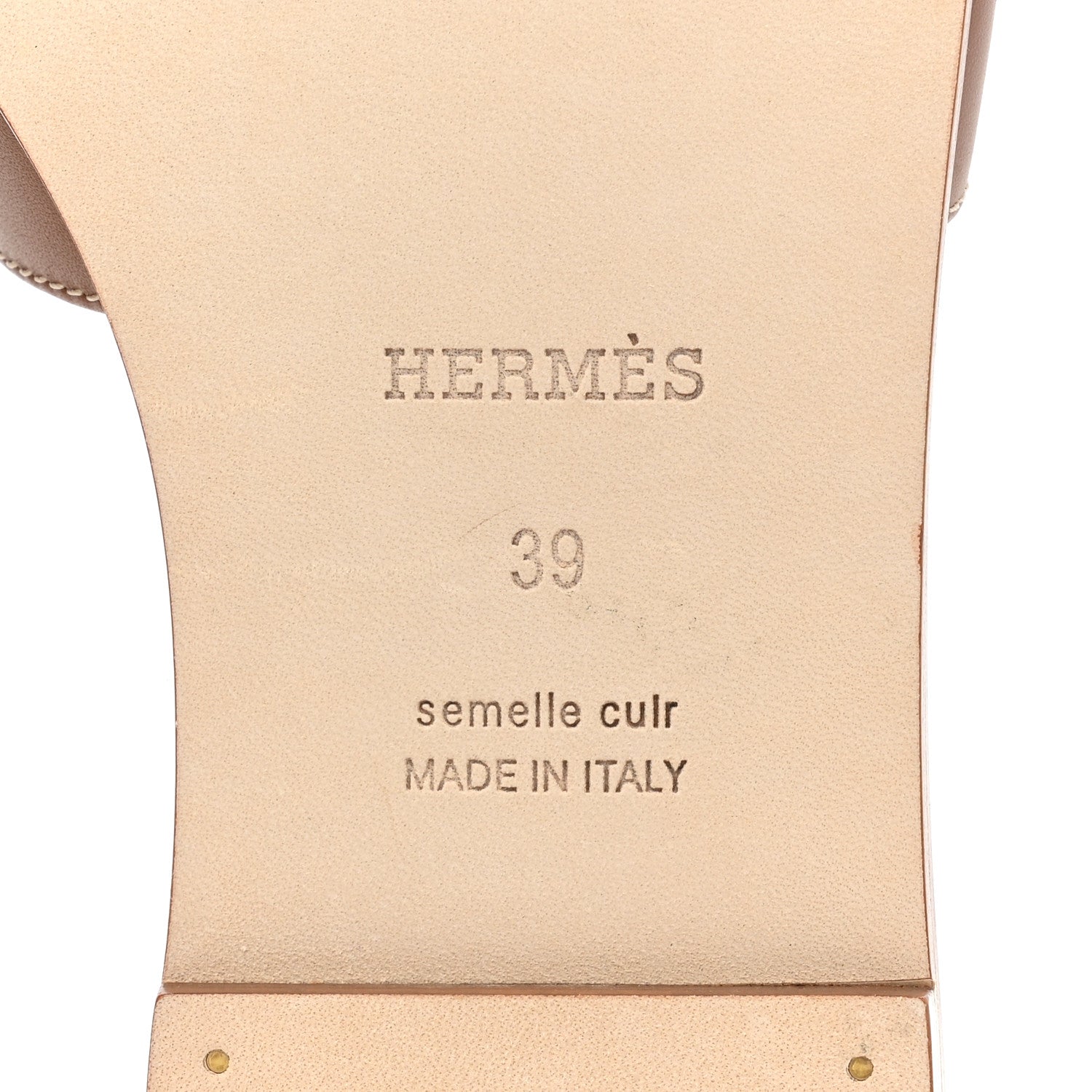 Hermes Box Calfskin Oran Sandals 39 Gold 7 of 9