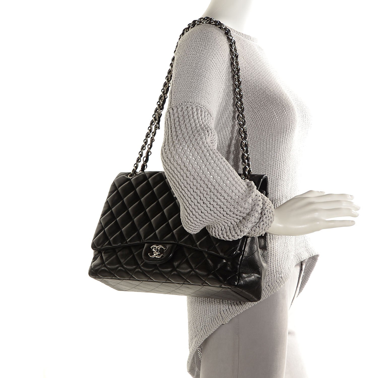 Chanel Lambskin Quilted Maxi Single Flap Black 2 of 8