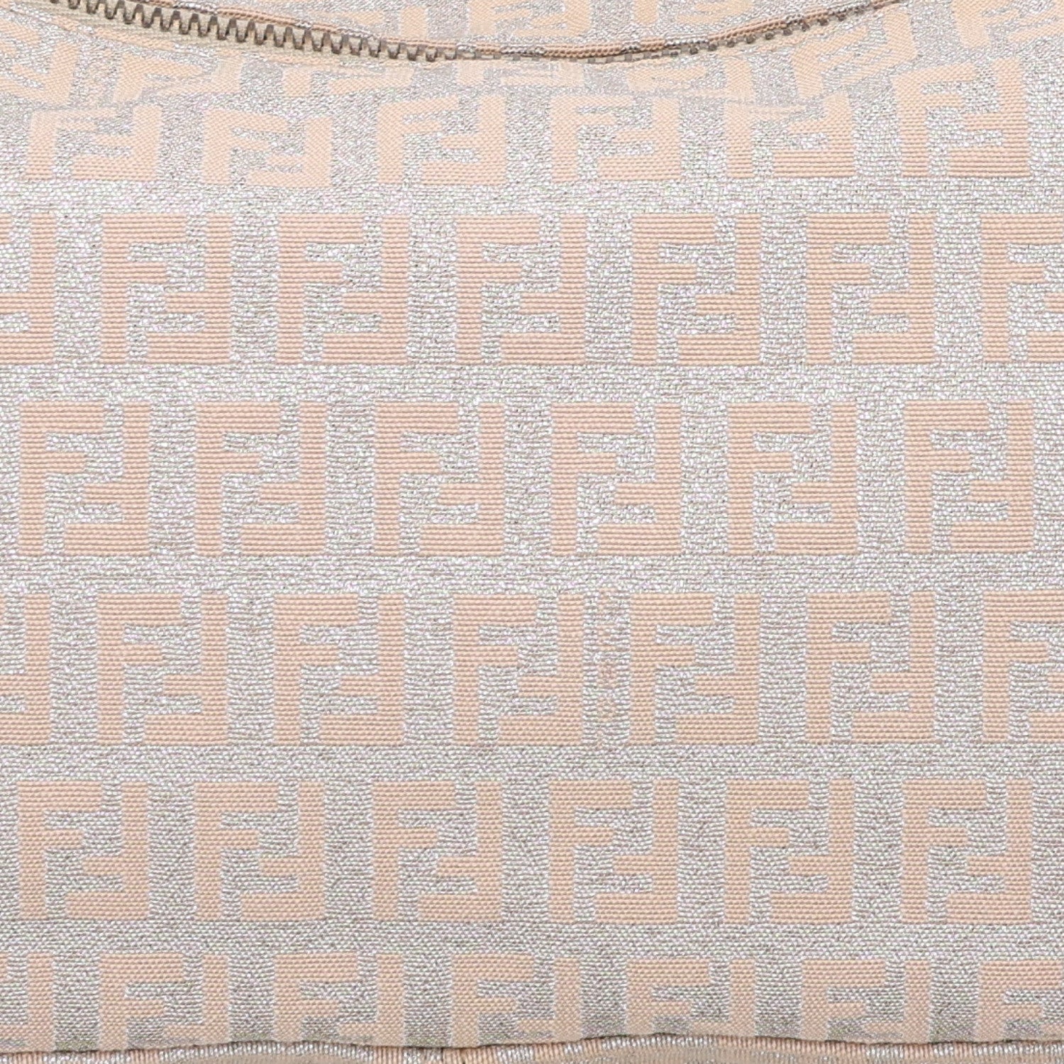 Fendi Metallic Jacquard Zucchino Vitello Pochette Cipria Argento