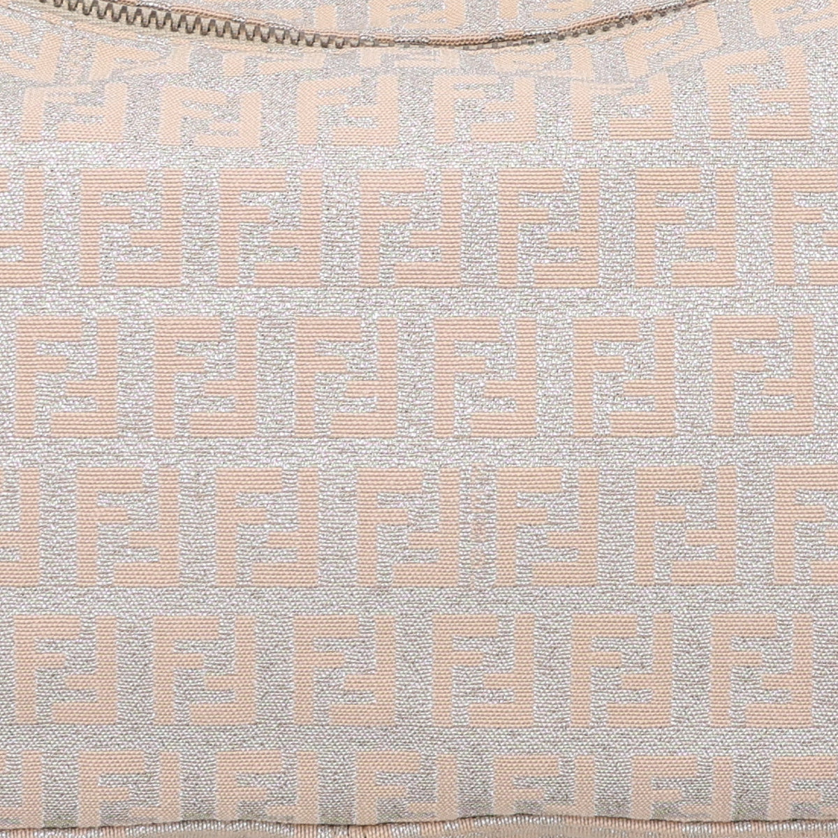 Fendi Metallic Jacquard Zucchino Vitello Pochette Cipria Argento Grigio 8 of 10