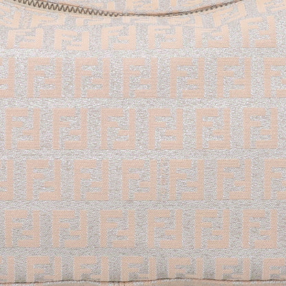 Fendi Metallic Jacquard Zucchino Vitello Pochette Cipria Argento Grigio 8 of 10