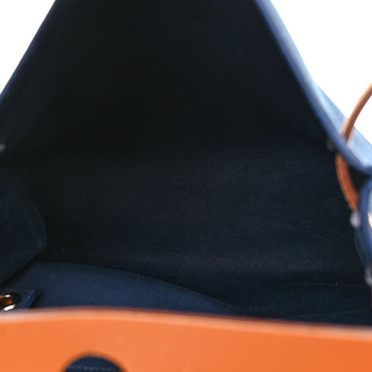 Hermes Vache Hunter Toile Herbag Zip 31 PM Bleu De Malte Natural 6 of 18