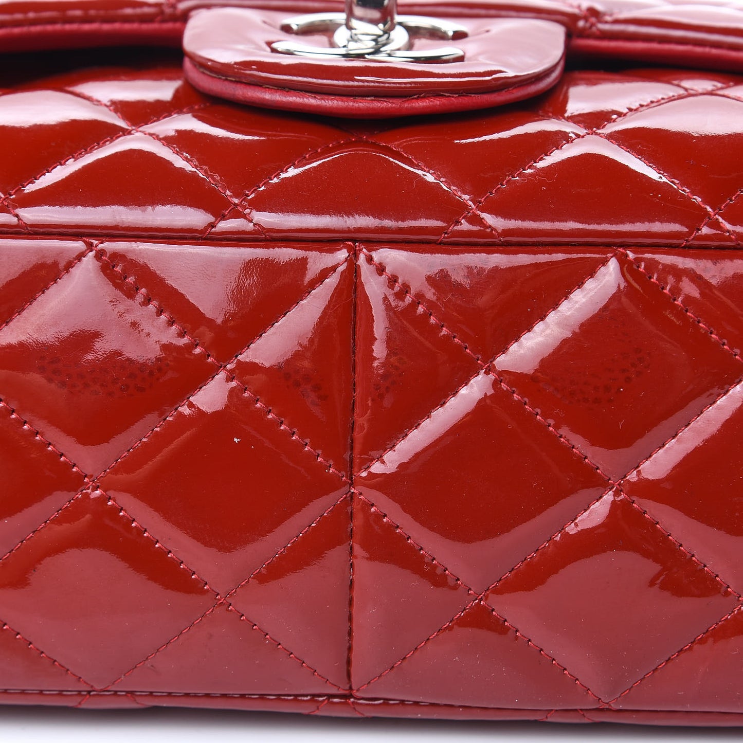 Patent Quilted Jumbo Double Flap Dark Red