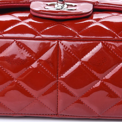 Chanel Patent Quilted Jumbo Double Flap Dark Red 12 of 19