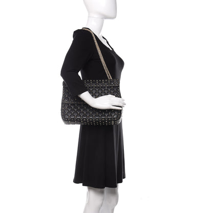 Valentino Garavani Lambskin Large Rockstud Spike Shoulder Bag Black 2 of 11