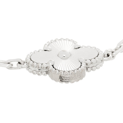 Van Cleef & Arpels 18K White Gold 5 Motifs Guilloche Vintage Alhambra Bracelet 4 of 4