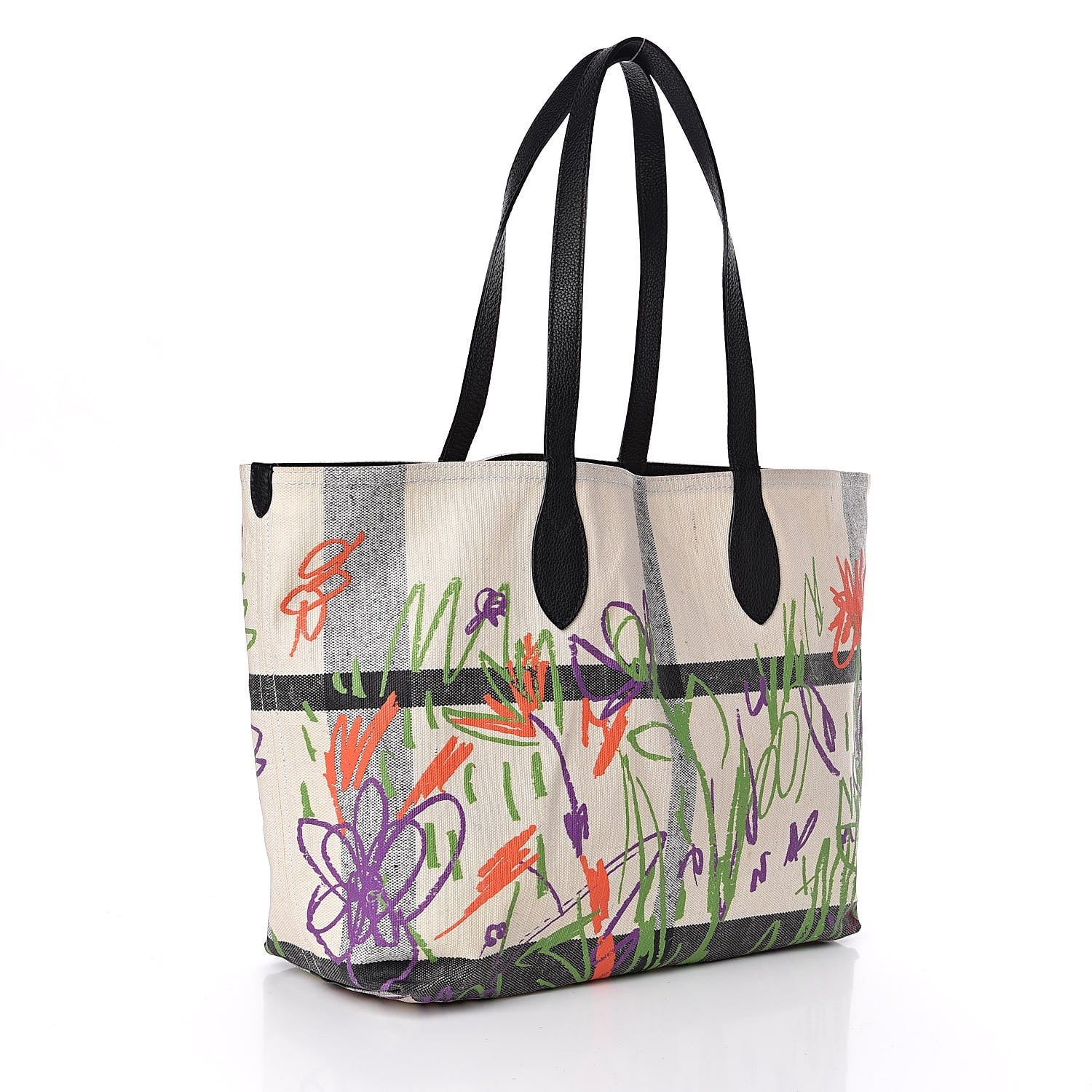 Burberry Coated Canvas Medium Reversible Doodle Tote White Black 2 of 16