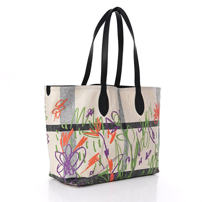 Burberry Coated Canvas Medium Reversible Doodle Tote White Black 2 of 16