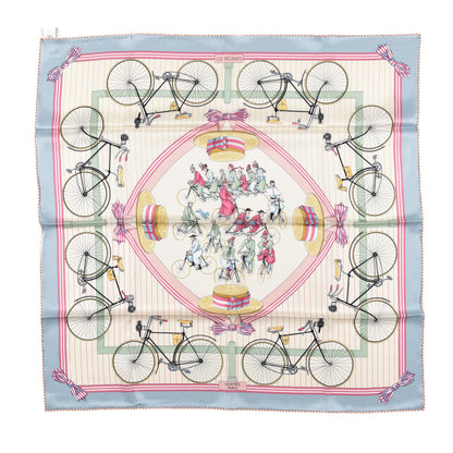 Hermes Silk Vintage Les Becanes Scarf 70 Bleu Glacier Ivoire 1 of 5