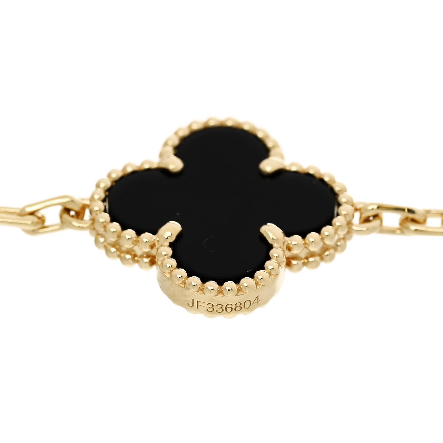 Van Cleef & Arpels 18K Yellow Gold Black Onyx 5 Motifs Vintage Alhambra Bracelet 4 of 4