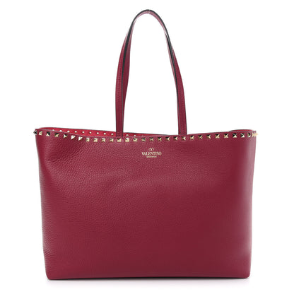 Valentino Garavani Grained Calfskin Rockstud Shoulder Tote Deep Cyclamin 1 of 8