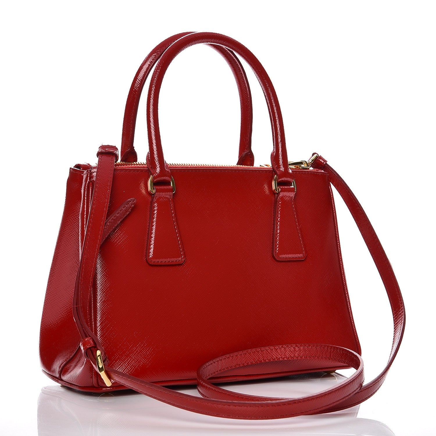 Prada Saffiano Vernice Mini Galleria Double Zip Tote Rosso 4 of 9