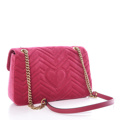 Gucci Velvet Matelasse Blind for Love Embroidered Medium GG Marmont Shoulder Bag Light Raspberry Rose Multicolor 3 of 9