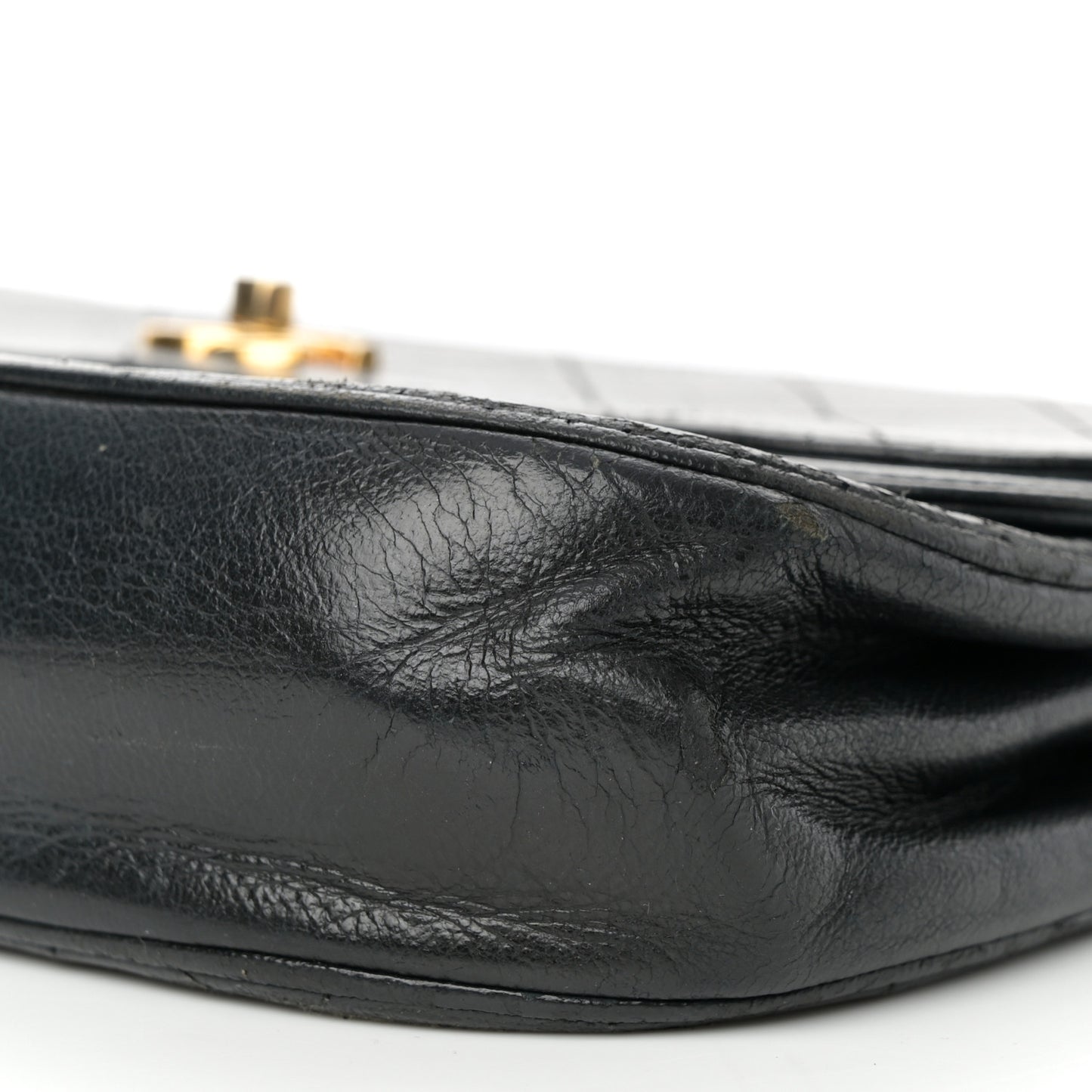 Lambskin Quilted Medium Round Double Flap Black