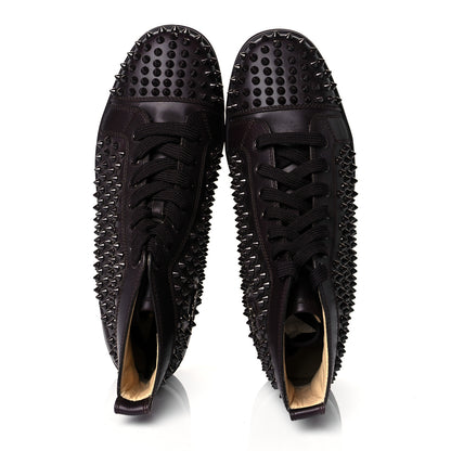 Christian Louboutin Calfskin Mens Louis Spikes Flat Sneakers 42 Burgundy 5 of 10
