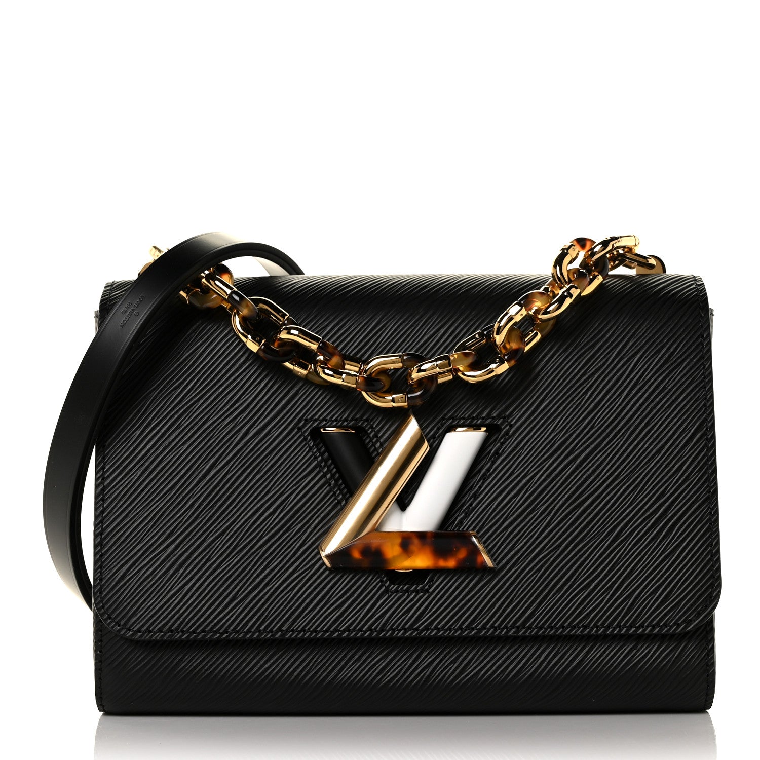 Louis Vuitton Epi Tortoiseshell Twist Shoulder Bag MM Black 3 of 9