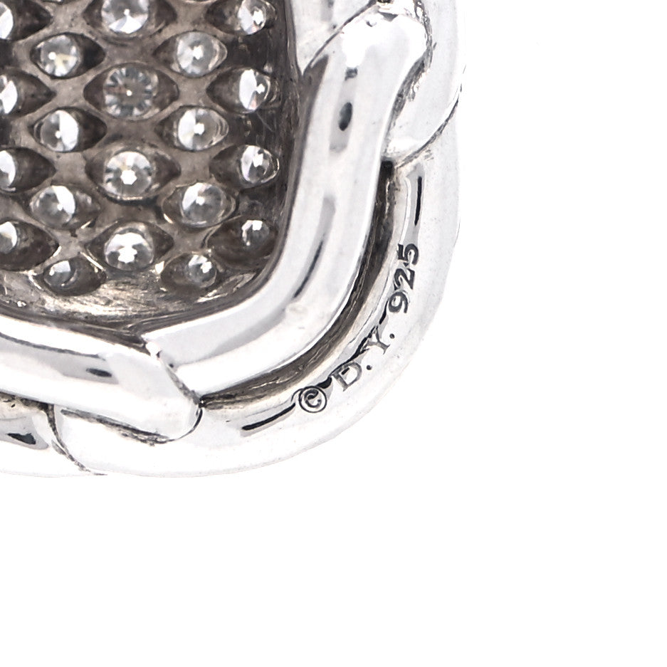 David Yurman Sterling Silver Diamond 10mm Labyrinth Pendant Necklace 5 of 6