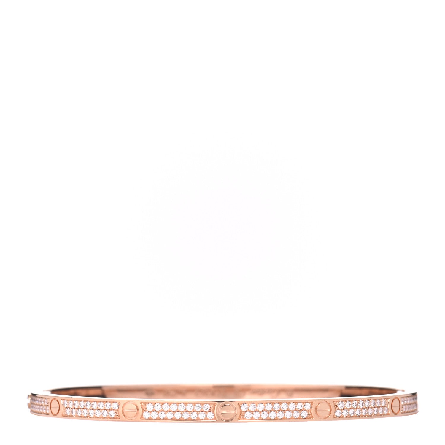 Cartier 18K Pink Gold Diamond Small LOVE Paved Bracelet 18 1 of 5