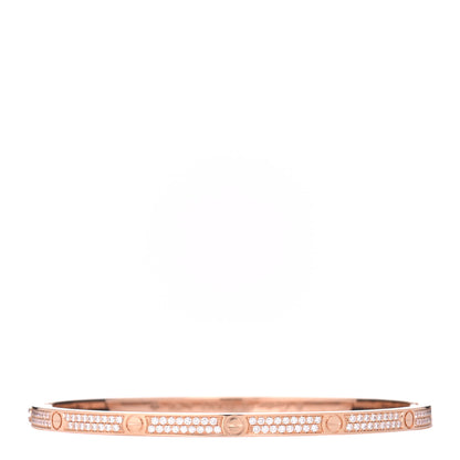 Cartier 18K Pink Gold Diamond Small LOVE Paved Bracelet 18 1 of 5